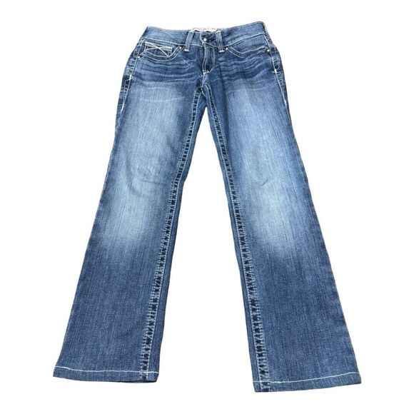 Ariat REAL Midrise Straight Jeans in Rainstorm Wash Star Icon Women’s Size 26R - Picture 1 of 12